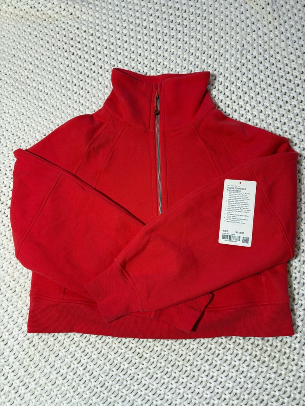 lululemon scuba oversized funnel neck in carnation red size xs/s